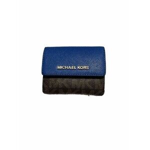 michael kors keychain wallet Blue And Brown Logo Design Leather